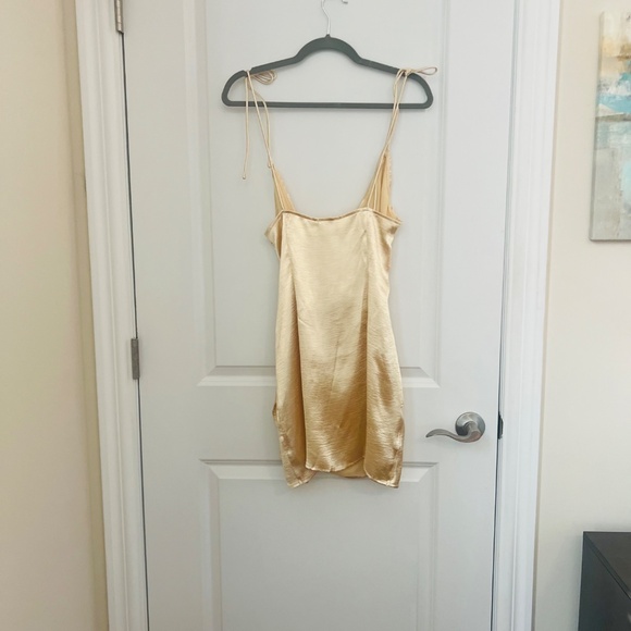 Superdown Lennie Wrap Dress - Champagne, Size S - Sold Out Style! - Picture 6 of 7